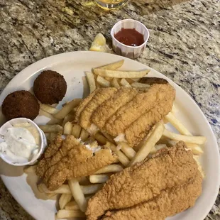 a plate of fish and chips