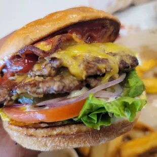 Smash Burger with bacon and avocado.. good