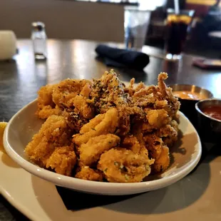 Fried calamari with boom boom sauce and fra diavolo sauce