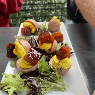 Pickled Hibiscus Deviled Eggs, Delicious!