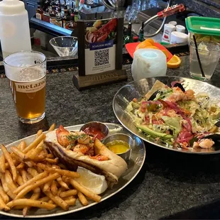 Hot Lobster Roll and Lobster Nachos (already slightly eaten)