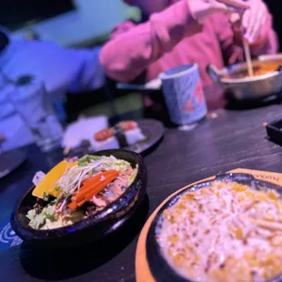 Salmon skin salad with the corn and cheese