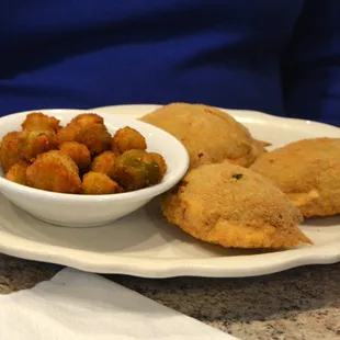 Stuffed Crab with Fried Okra