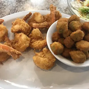 Small fried shrimp with okra