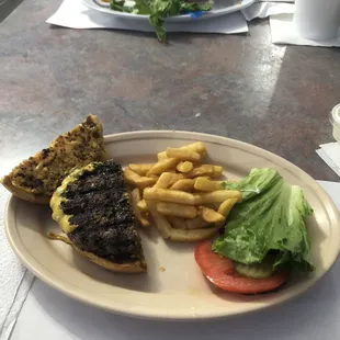 We split the Random Guy Burger and an order of fried Mushrooms.