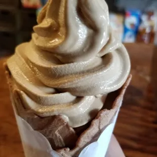 Coffee Ice Cream in Cinnamon Brown Sugar Cone