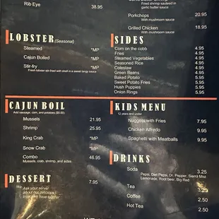 Menu at Pier 77