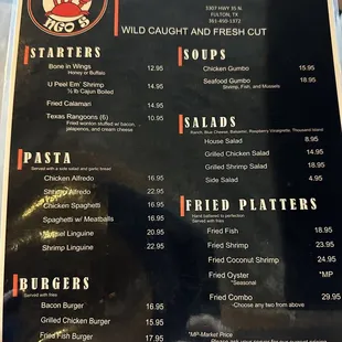 Menu at Pier 77