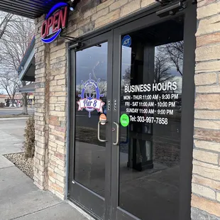 the entrance to the restaurant