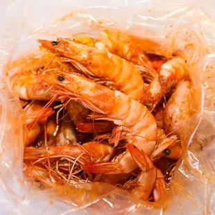 shrimp in plastic bag