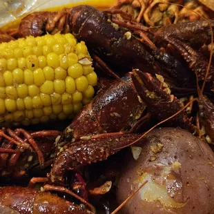 Crawfish with potato &amp; corn!   It was ridiculously good!   0___0
