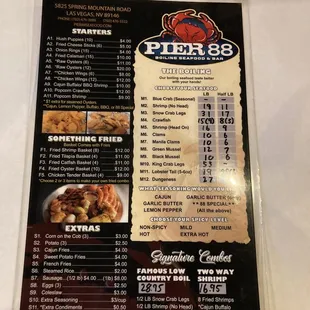 Menu for Pier 88