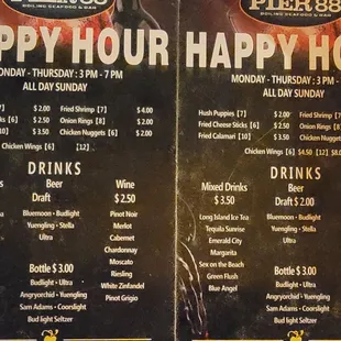 One menu the wings price is scratched out, but the other one they missed along with the price of draft beer.