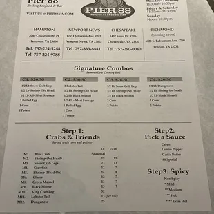 Pier 88 Menu