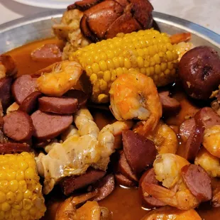 Seafood boil, overcooked