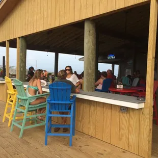 New outdoor bar. Liquor,wine, and lots of draft beer.