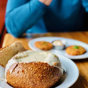 Clam Chowder in Sourdough