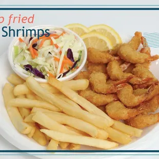 deep fried basket shrimps and fries