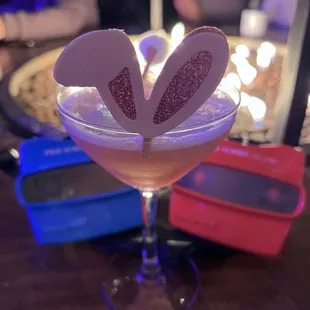 Snow Bunny drink and viewfinders with food and cocktail menu/pictures