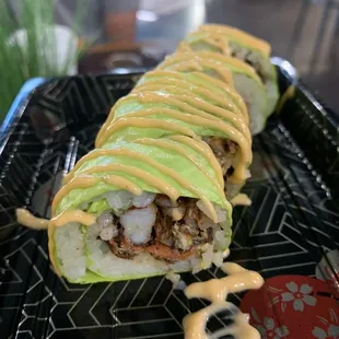 Fried soft shell crab roll the chef brought out for my gluten free friend to try