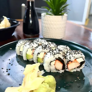 California Maki roll - we did cream cheese instead of cucumber - perfect!