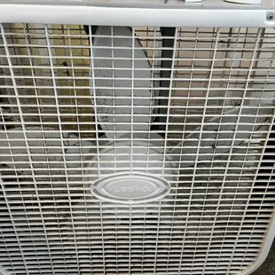 Filthy box fan in the bedroom