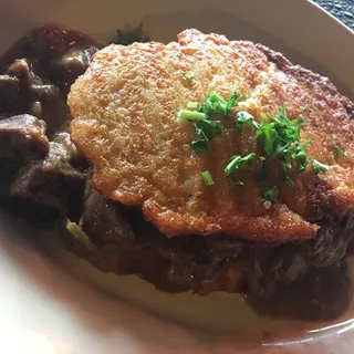 Beef Stew with Potato Pancakes or Potato Dumplings