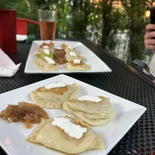Caramelized onions and pierogi
