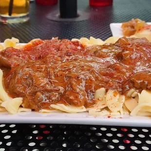 Cider pot roast with noodles