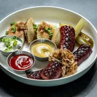 Pierogi and Polish sausage combo