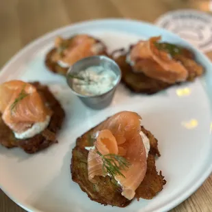 Salmon on potato pancake