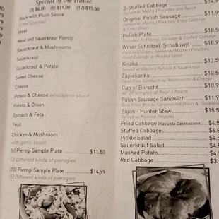 Pierogi Village Menu