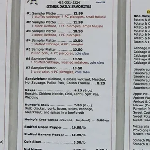 menu