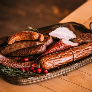 a platter of sausages