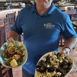 Piero with seafood platter