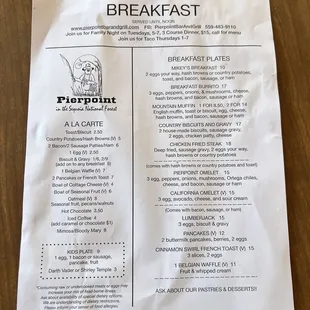 breakfast menu