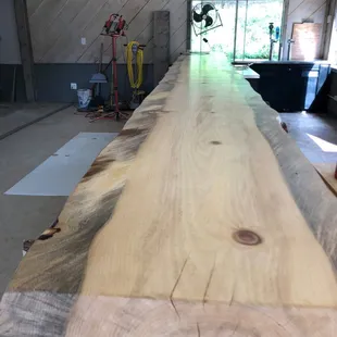 Our 24 foot bar milled from one sugar pine tree.