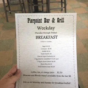 June 2018 breakfast menu