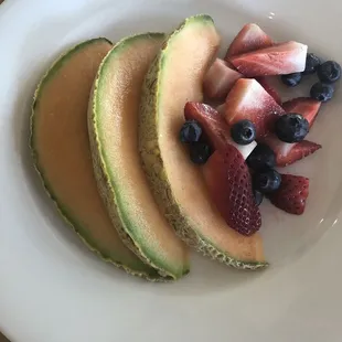 Generous plate of seasonal fruit - I wouldn't expect to see berries year-round but I'll enjoy it while they're fresh!
