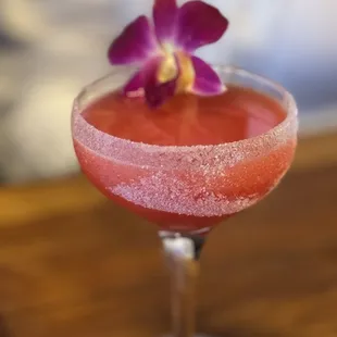 Strawberry Lemon Drop. With fresh strawberry puree. So elegant and yummy.