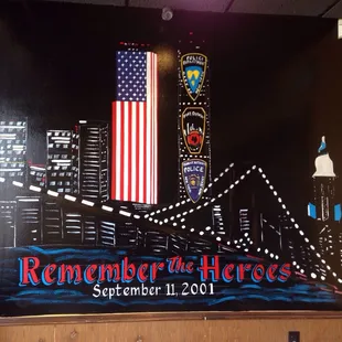 Design on the west wall when you walk in. This guy came from the pizza capital to yours truly Akron. Take advantage of this place great food