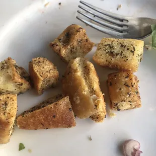 Croutons made from an old rubbery flip-flop. Totally inedible
