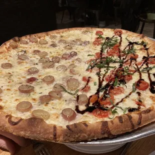 16&quot; pie - Half Grape &amp; Gorgonzola, half Mozzarella Caprese