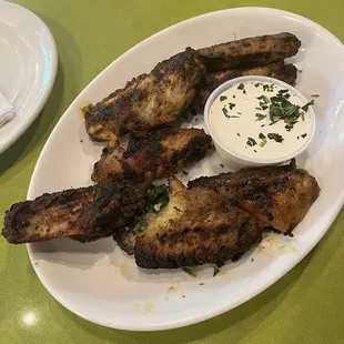 Char-grilled wings.