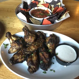 Char Grilled Hot Wings; Chips and Salsa