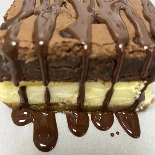 Rafael's Fat Boy Sundae. Triple cream cheesecakes, chocolate brownie and chocolate sauce