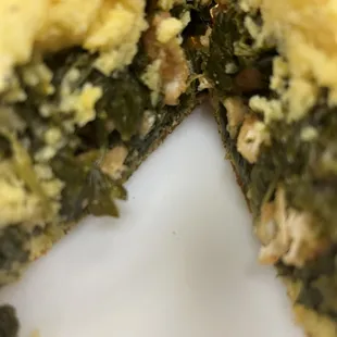 Southern stuffed cornbread. Stuff with greens and fried chicken.