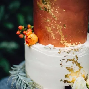a close up of a wedding cake