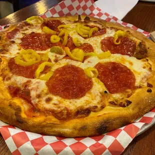 Pepperoni and Banana Peppers pizza