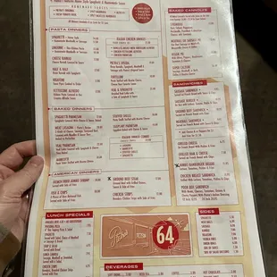 Italian food menu